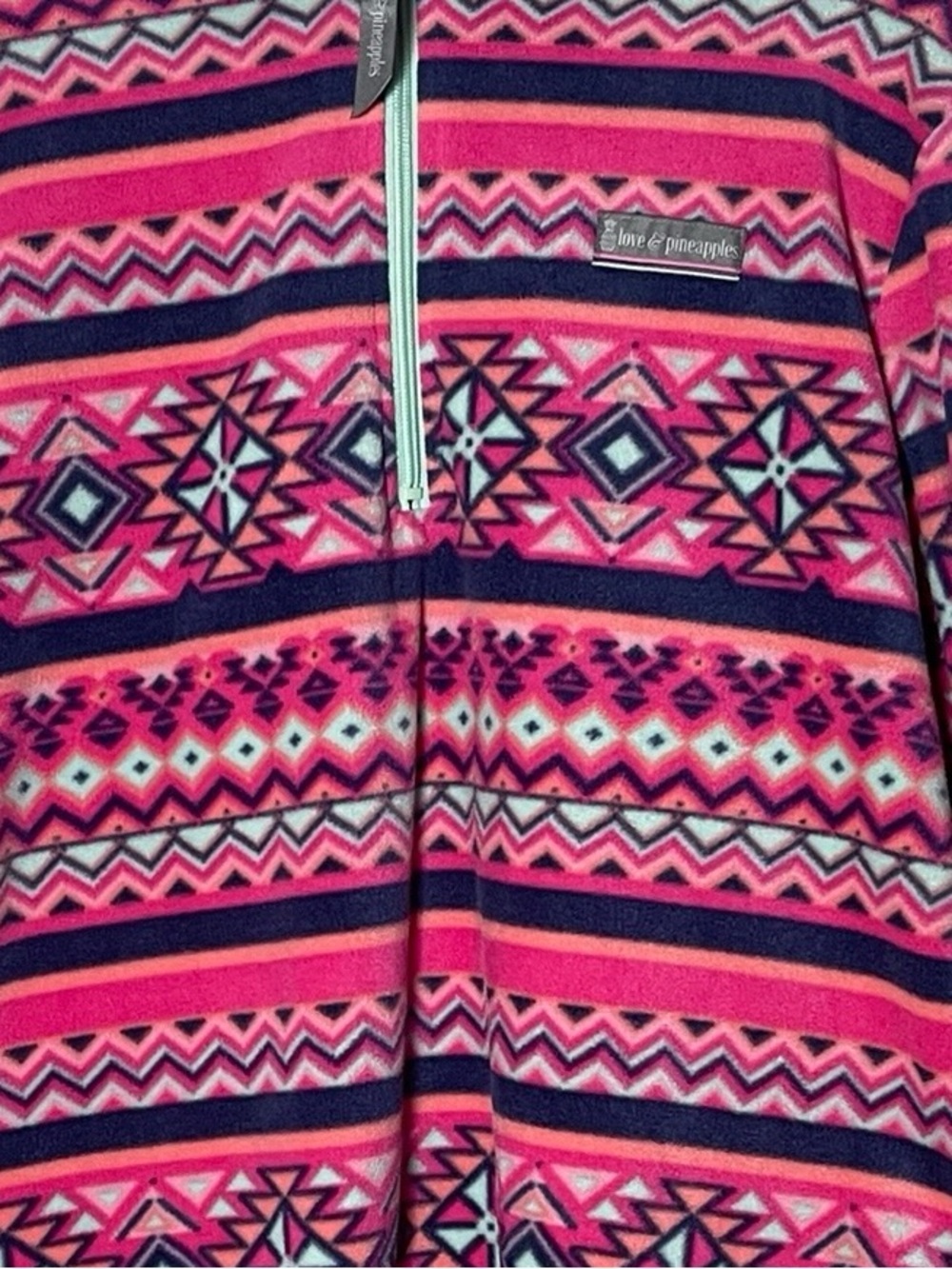 Love & Pineapples Aztec Fleece Pullover Pink Western Cozy size M - Picture 6 of 6